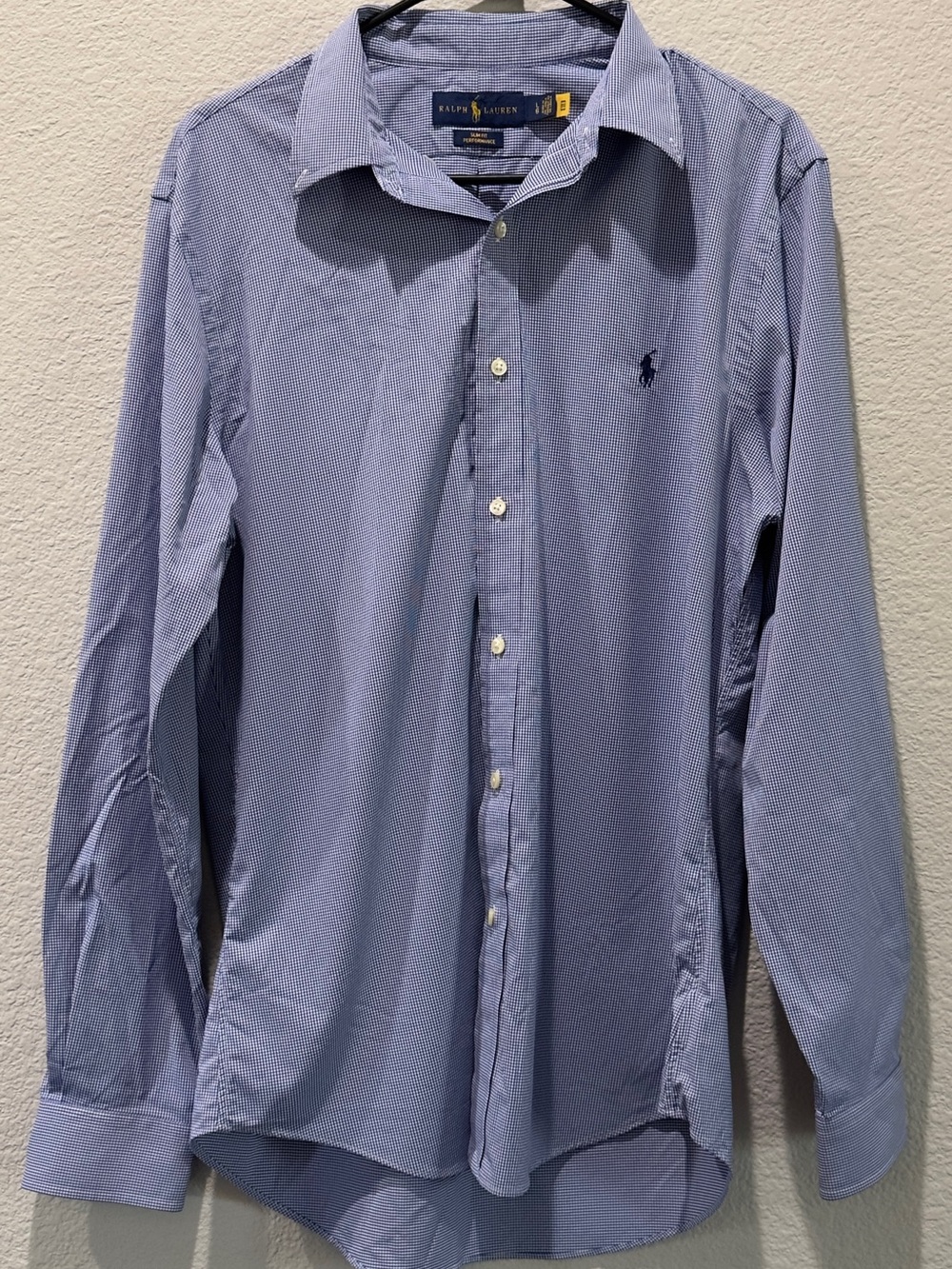 Ralph Lauren Light Blue Micro-Check Button-Up Dress Shirt